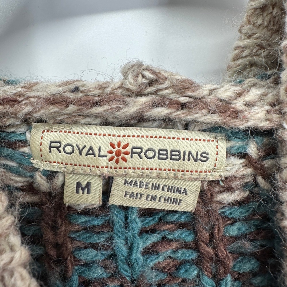 Royal Robbins Hooded Cardigan Sweater M Wool Blend Southwest Pattern - Picture 3 of 7